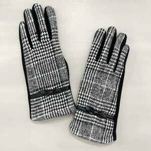 VTG-Inspired Houndstooth Gloves w/Bow Charlie Paige Winter Accessory Retro Chic